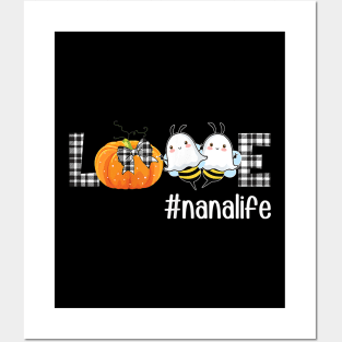 Womens Plaid LOVE Pumpkin Ghost Bee Nana Life Autumn Halloween Posters and Art